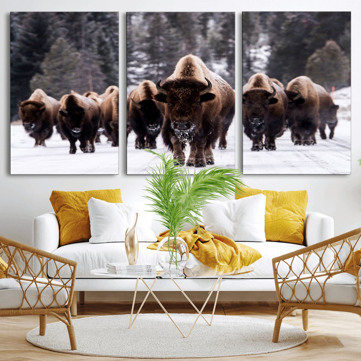 Bison Wall Art Canvas Print- Bison Herd Canvas Wall Art –