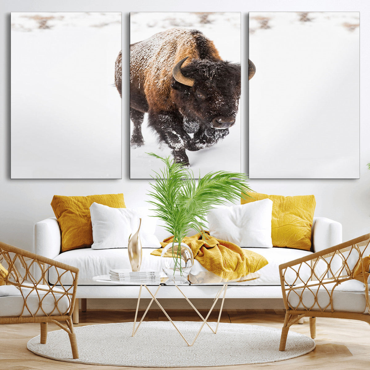 Bison Winter Wall Art Canvas Print For Farmhouse Decor