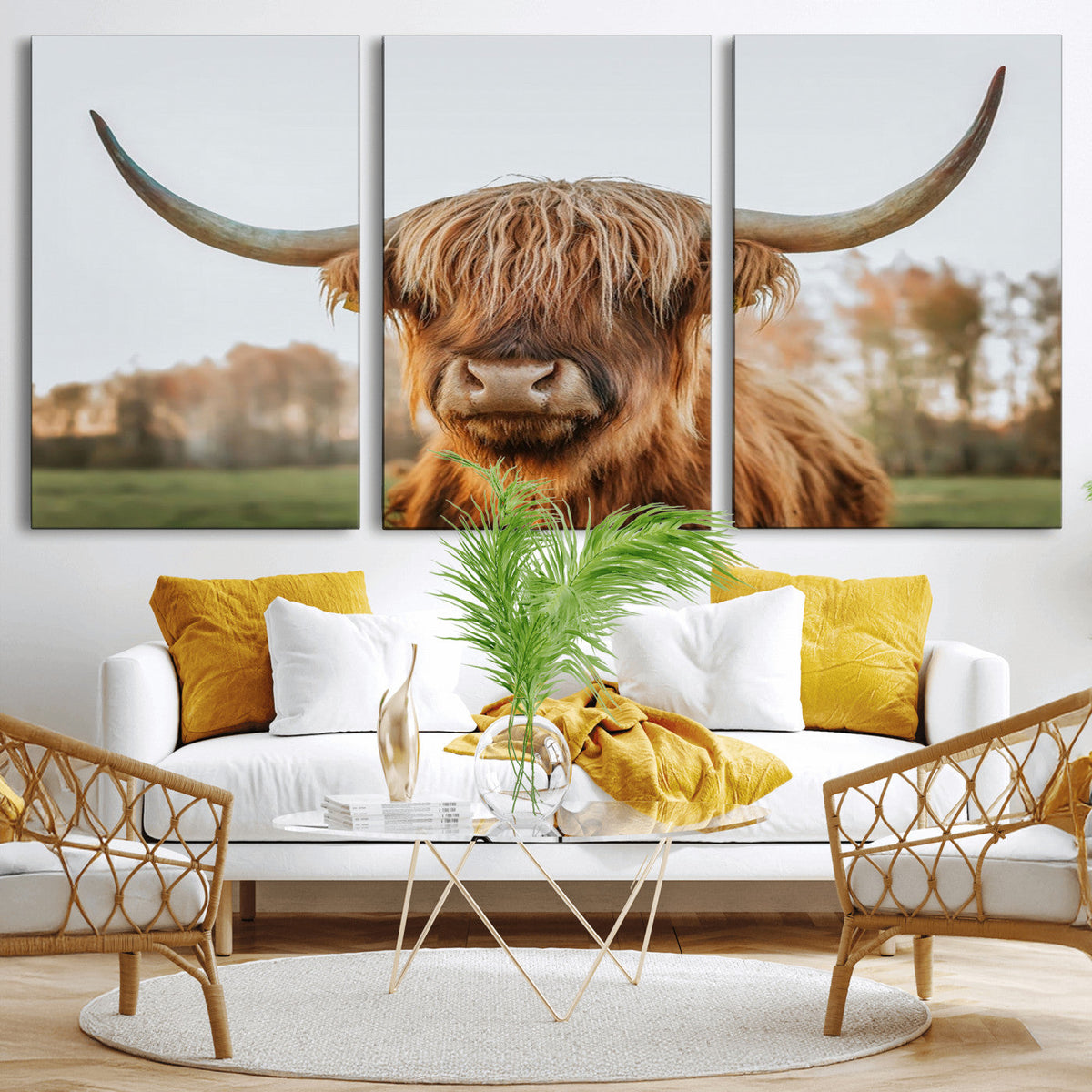 Highland Cow Animal Scottish Cattle Art Print Farmhouse Wall