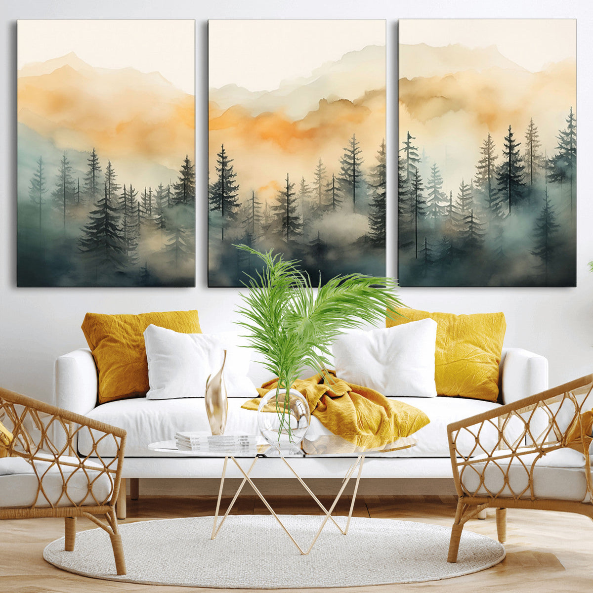 Abstract Forest Print - Mountain Wall Art | Autumn Landscape