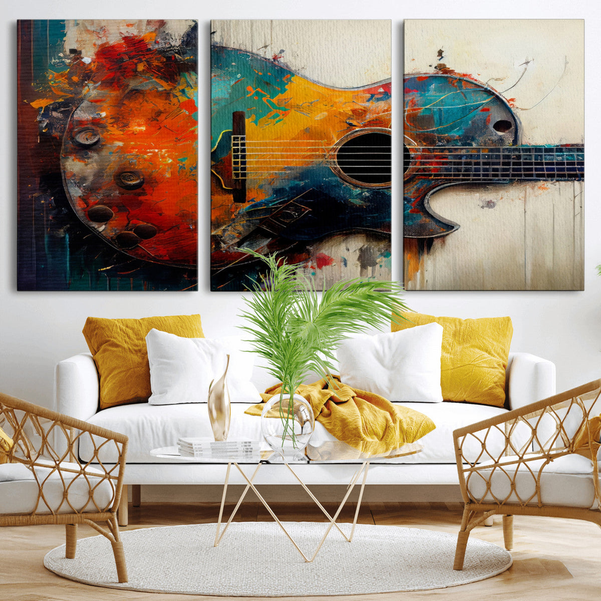 Abstract Guitar Wall Art Canvas | Vibrant Music-Inspired Art