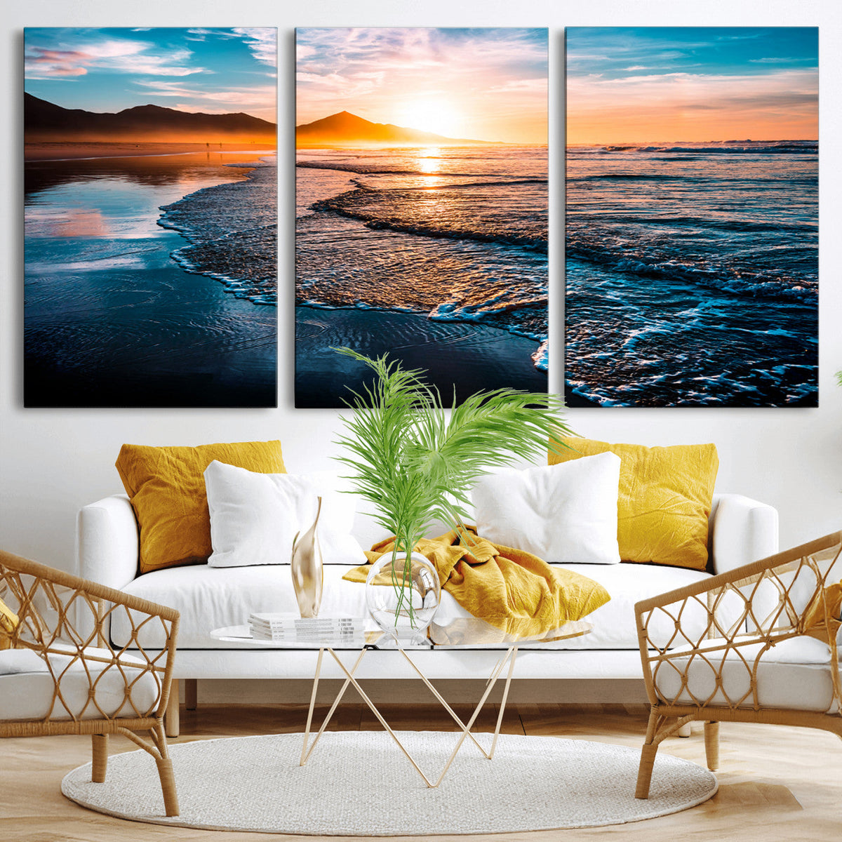 Sunset Beach Ocean Canvas Wall Art – Tranquil Ocean