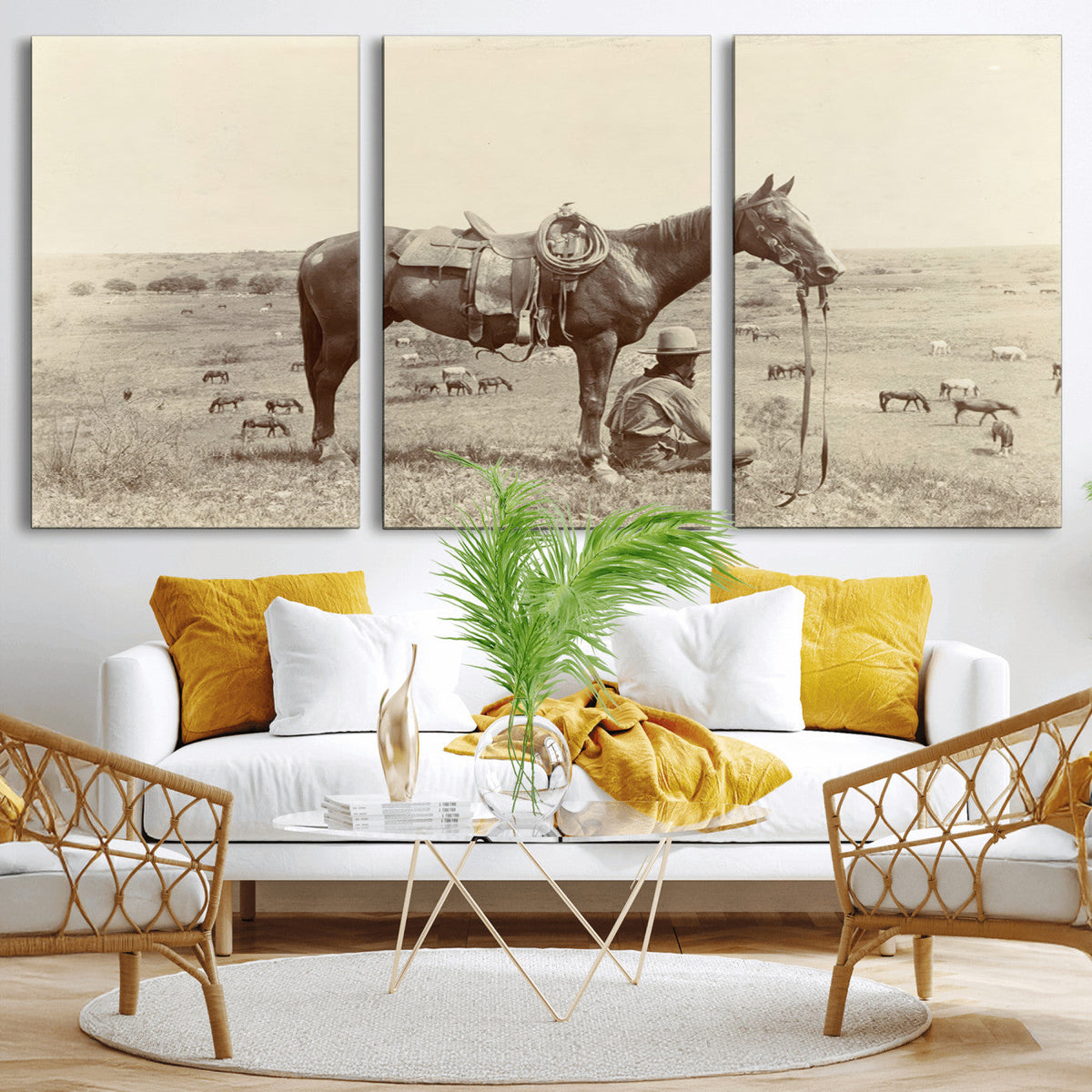 Cowboy Wall Art - Western Horse Canvas Print - Vintage