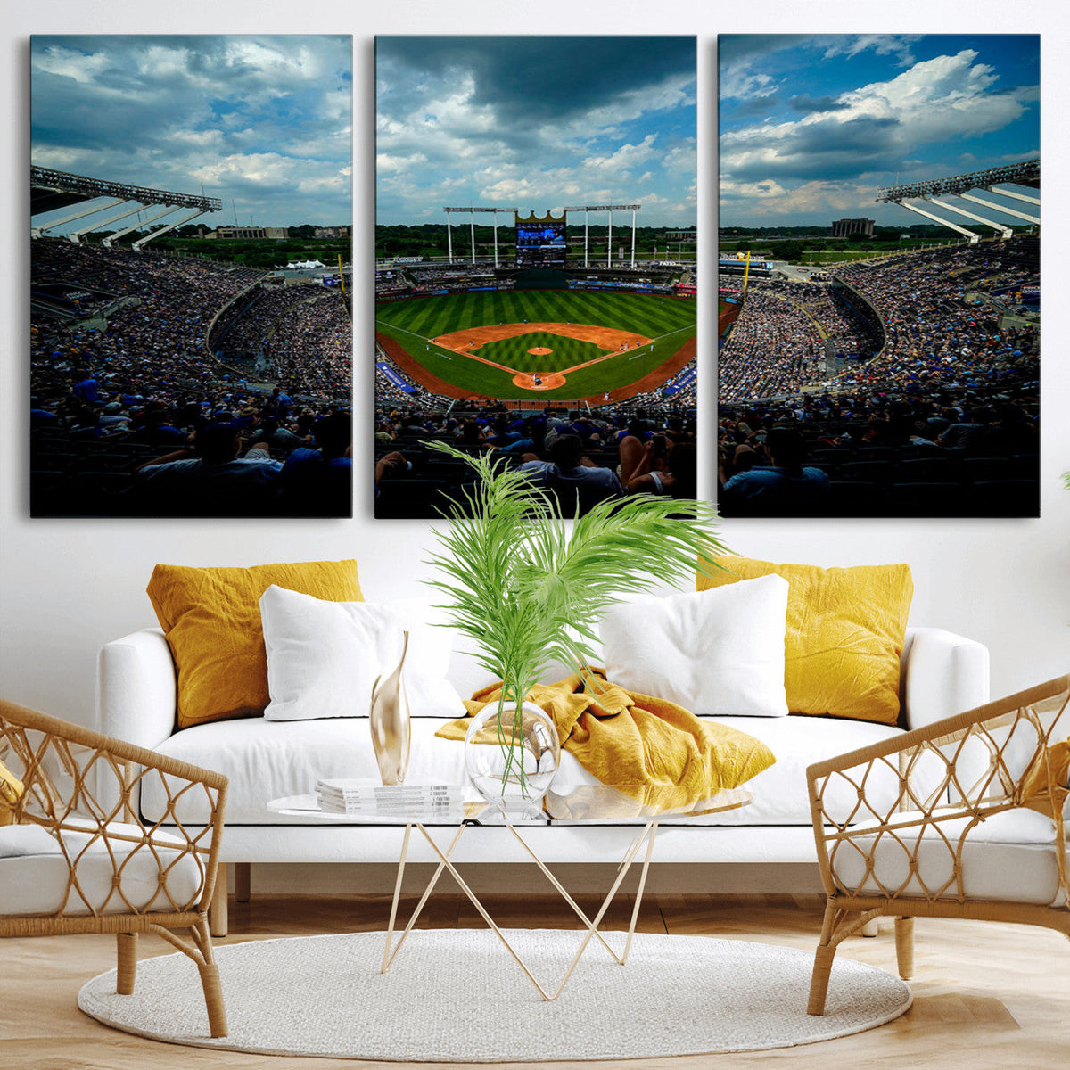 3-Panel Kauffman Stadium Wall Art Print | Large Kansas City