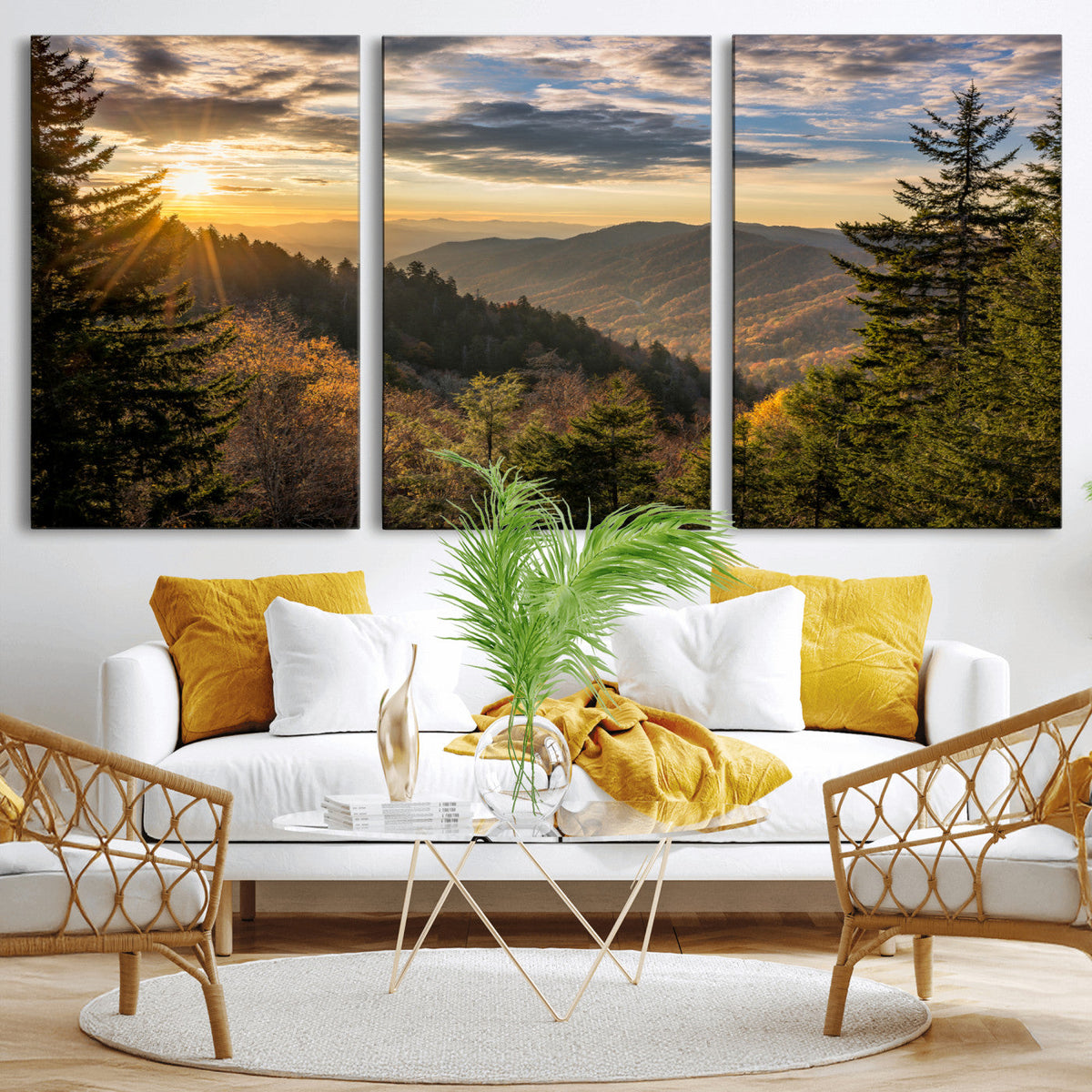 Sunrise Over the Smoky Mountains Canvas Wall Art –