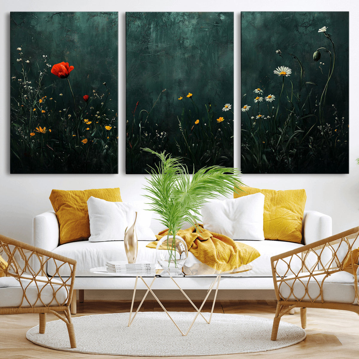 Wildflower Field Framed Wall Art, Vintage Botanical