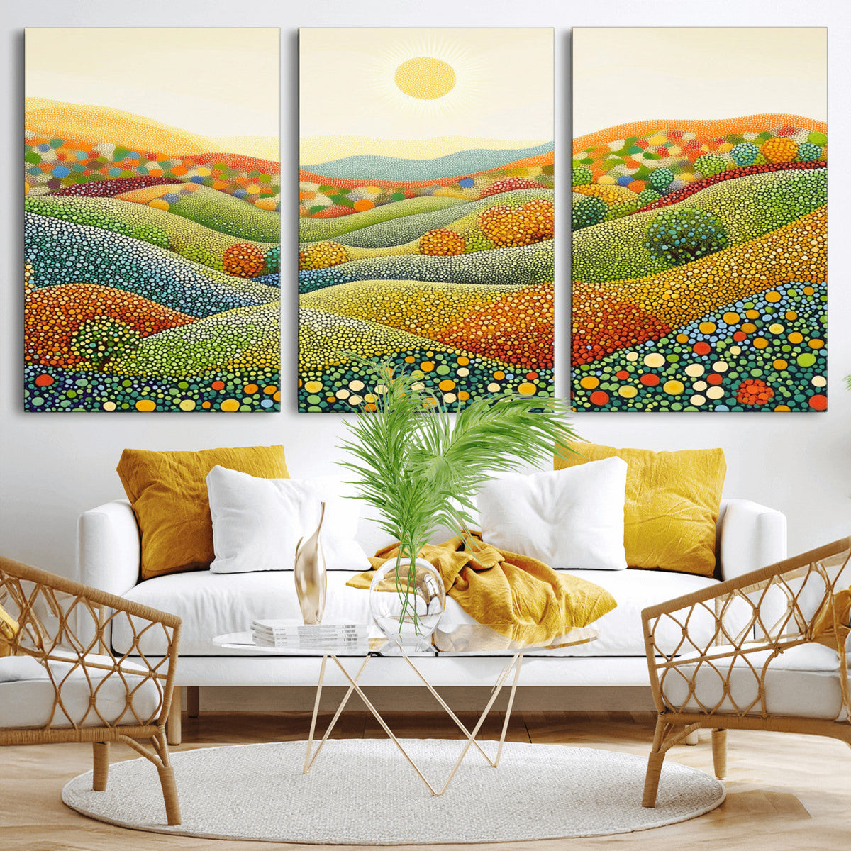 YAYOI KUSAMA Wall Art - Colorful Dot Art Landscape Canvas,