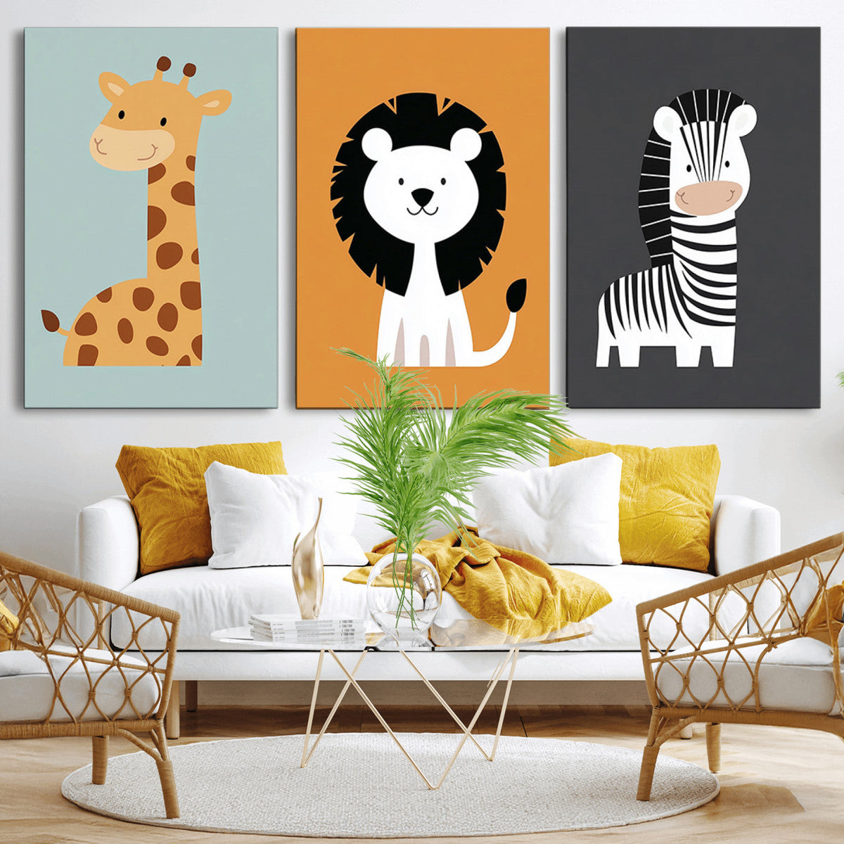 Boho Jungle Animal Nursery Wall Art Prints – Safari Decor