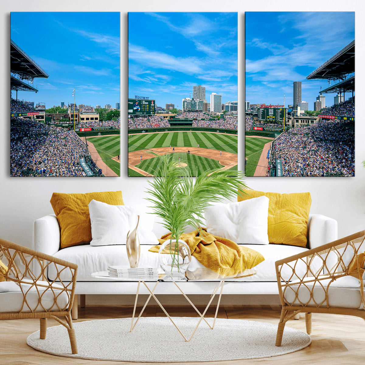 Wrigley Field Chicago Cubs Panoramic Art Multi-Piece Canvas
