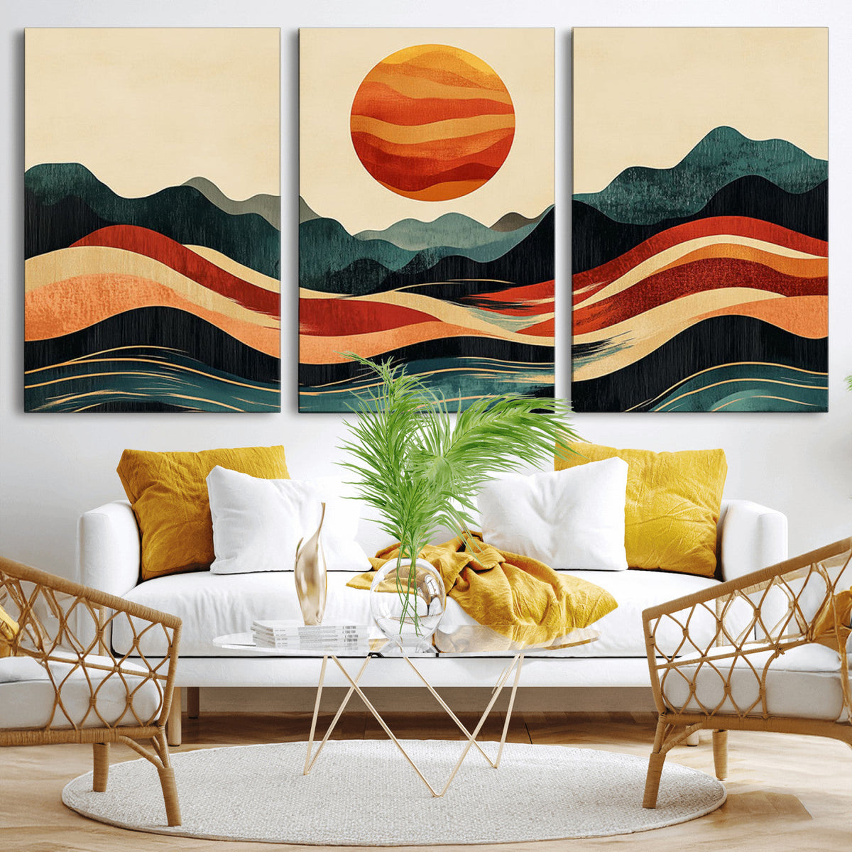 Mountain Triptych Wall Art Canvas Print – Western Nature