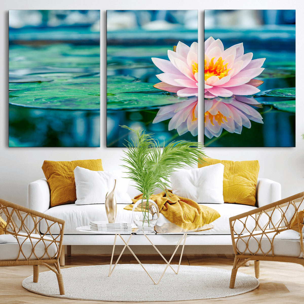 Lotus Flower Wall Art Canvas Print, Water Lily Large Wall