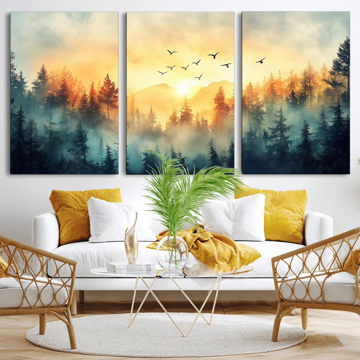 Abstract Forest Wall Art Print- Serene Nature Canvas Print