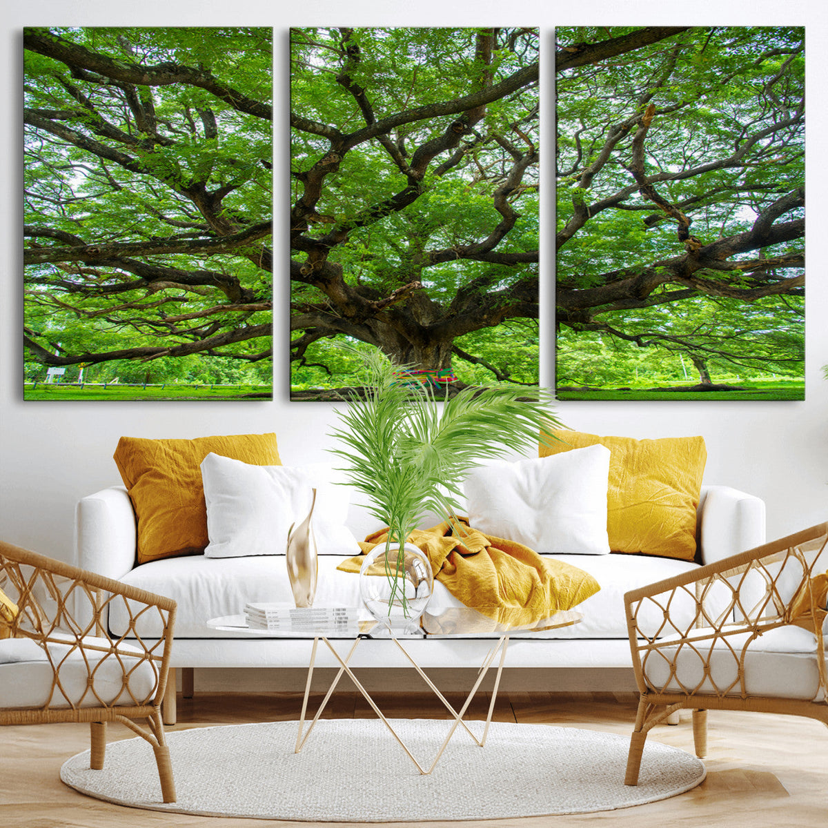 Oak Tree Wall Art Print, Forest Canvas Wall Art for Home and