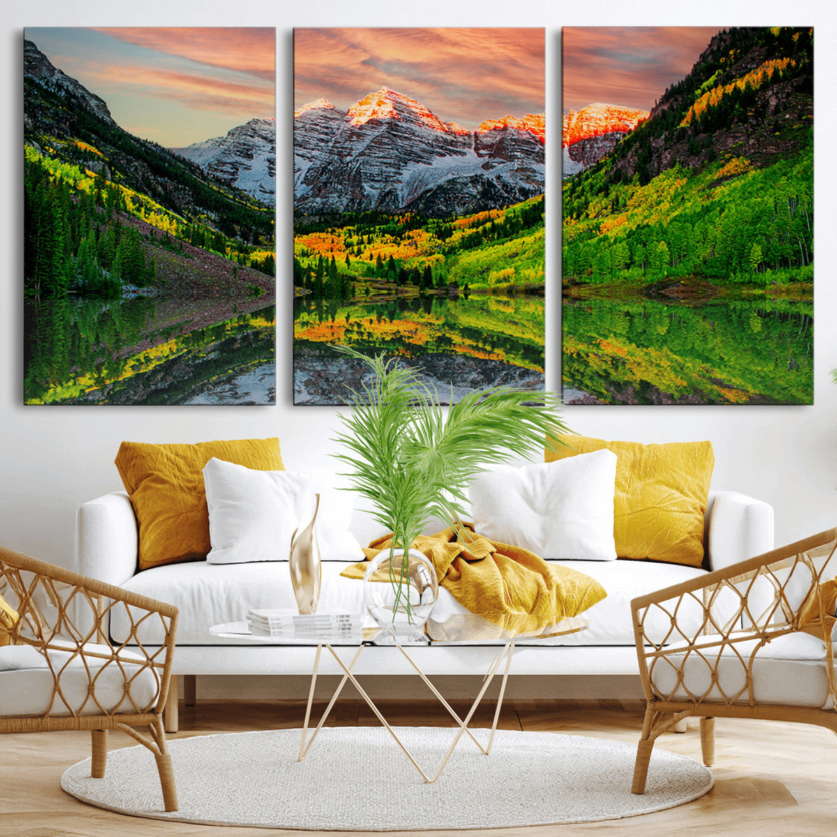 Maroon Bells Lake Wall Art Canvas Print – Framed Majestic