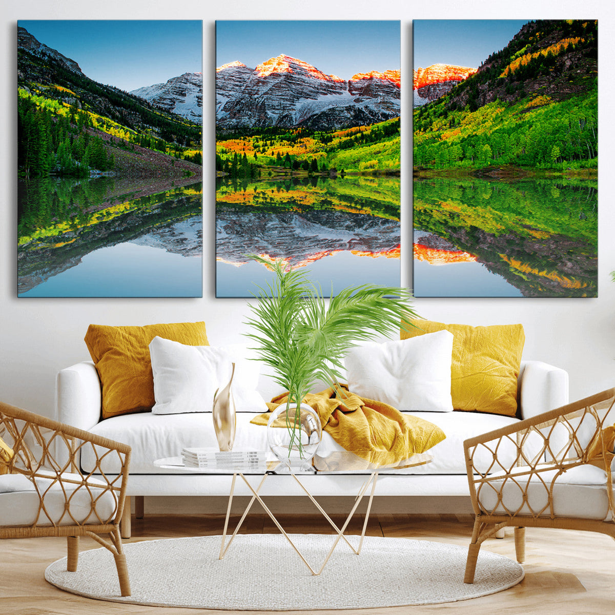 Maroon Bells Lake Wall Art Canvas Print – Framed Majestic