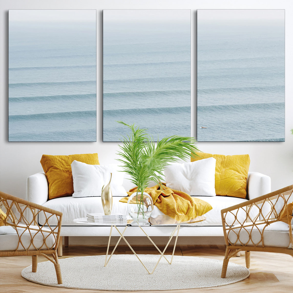 Ocean Waves Wall Art Canvas Print – Framed Solo Surfer Wave