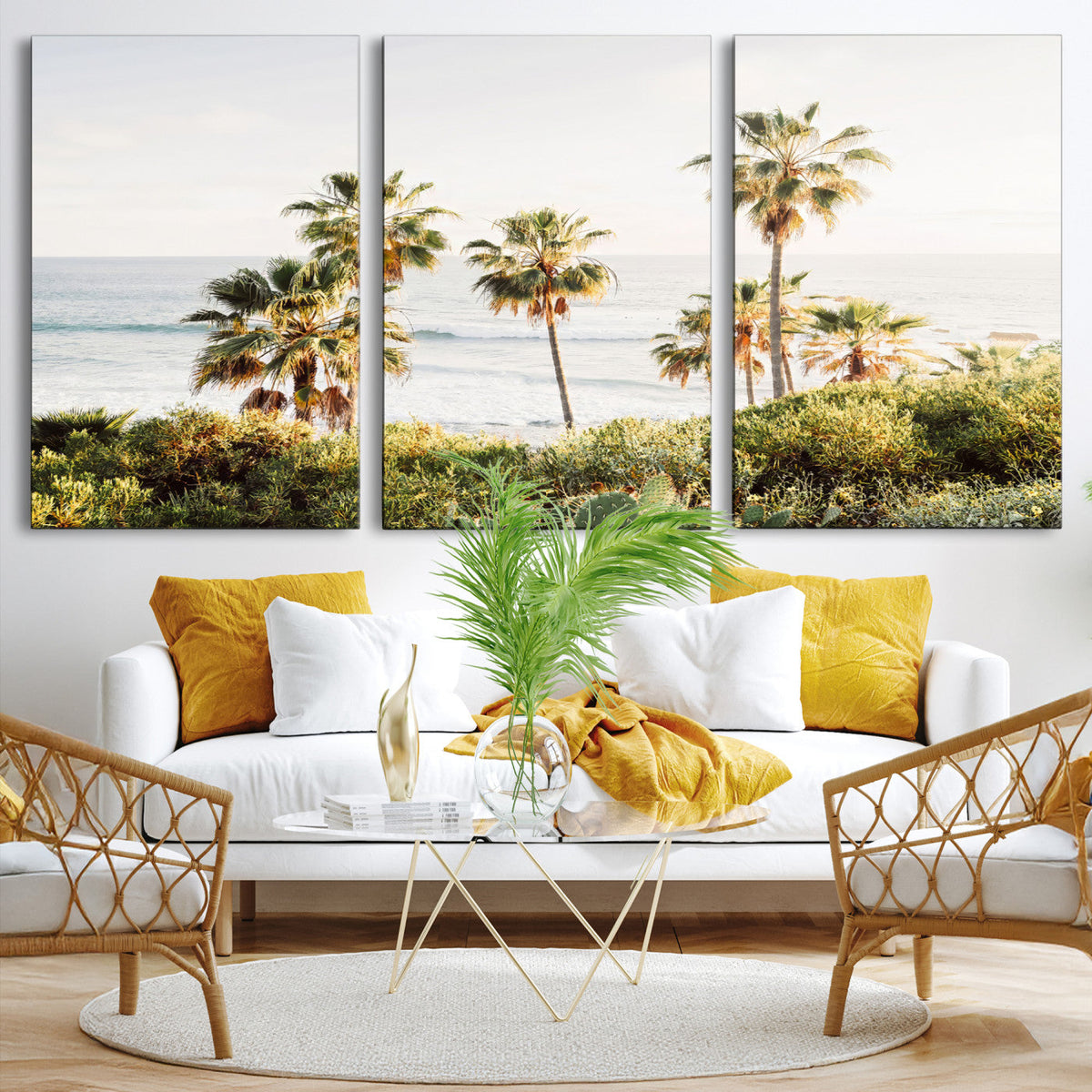 California Coast Palm Trees Wall Art Canvas Print – Framed