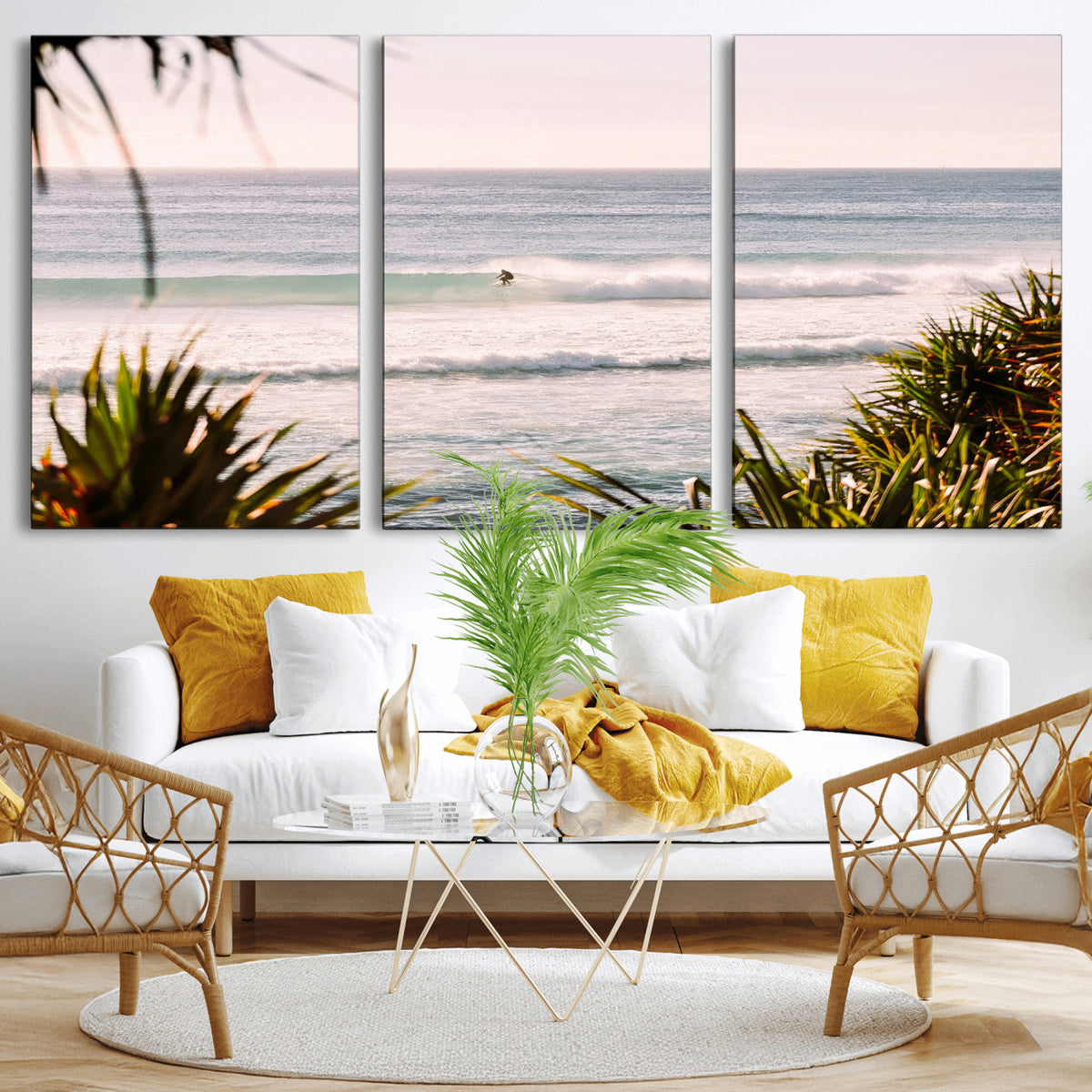 Ocean Surfer Wall Art Canvas Print – Framed Coastal Surf Art