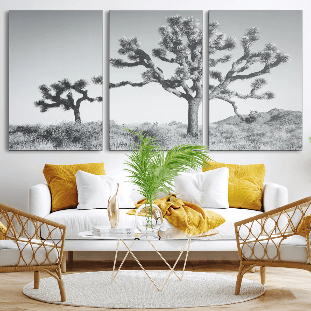 Joshua Tree Wall Art Canvas Print – Framed Black White