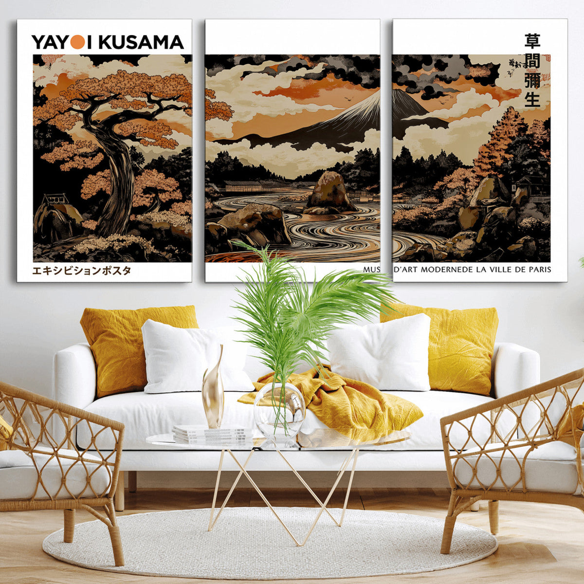 Modern Japanese Wall Art Canvas Print – Framed Abstract