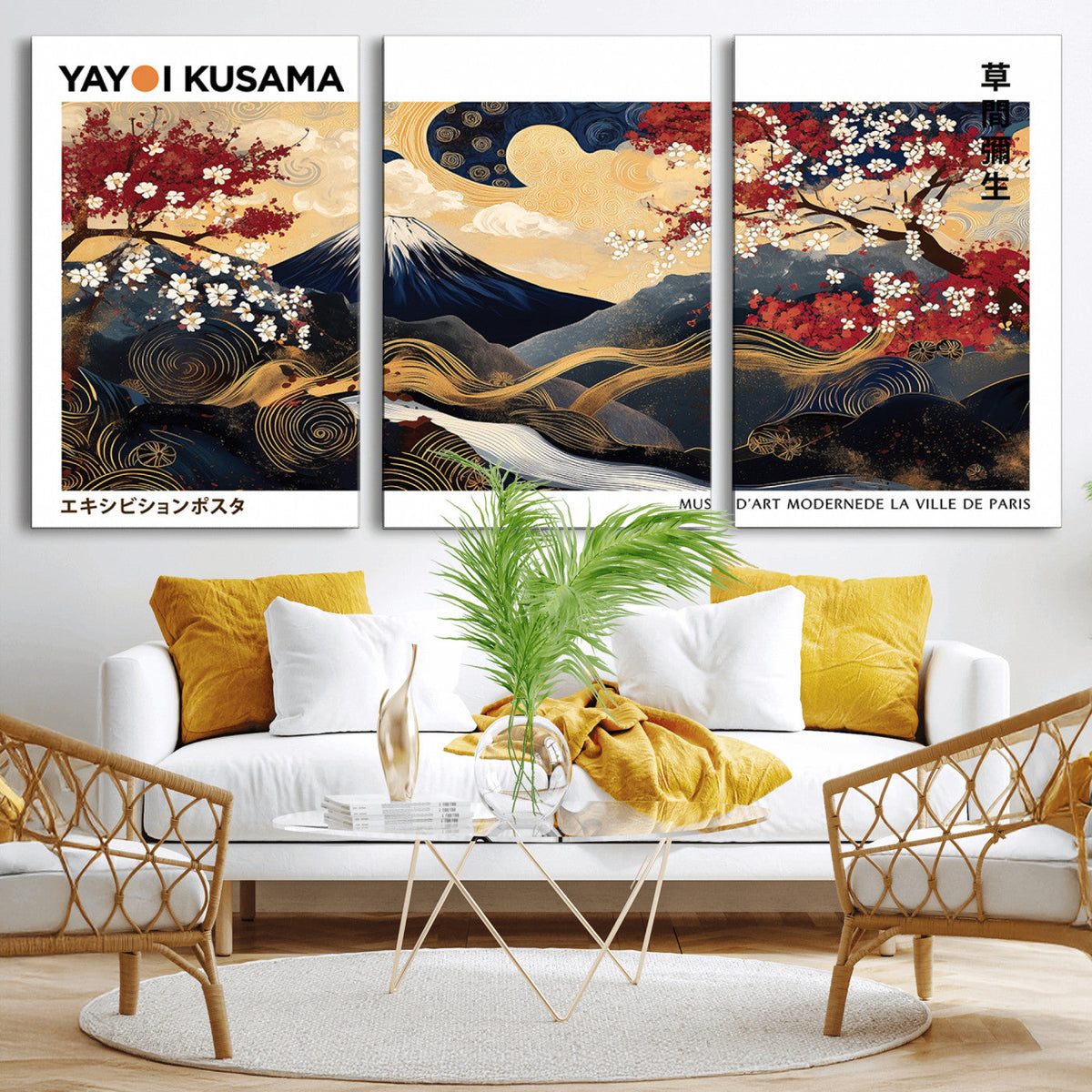 Modern Mount Fuji Wall Art Canvas Print – Framed Abstract