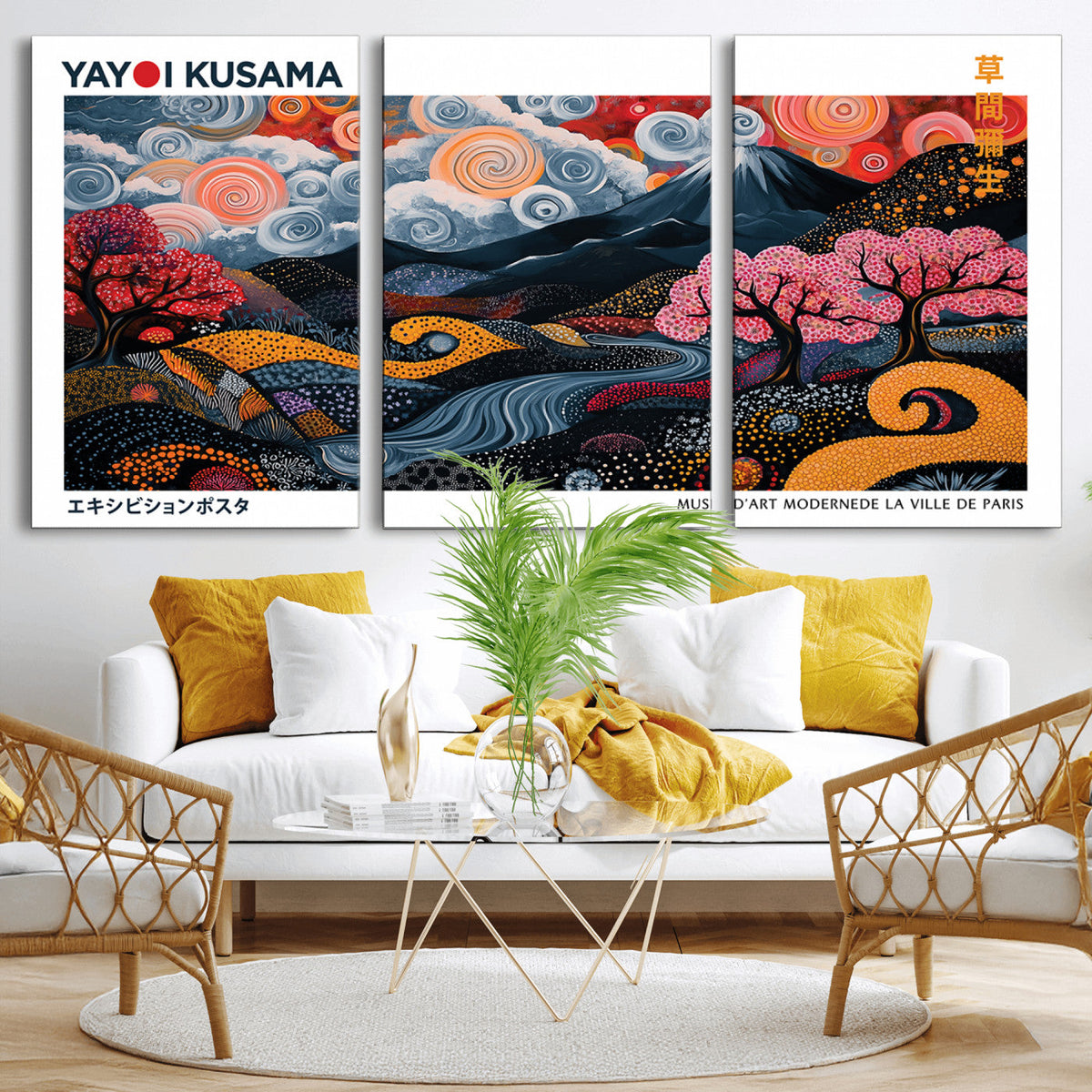 Modern Japanese Wall Art Canvas Print – Framed Abstract