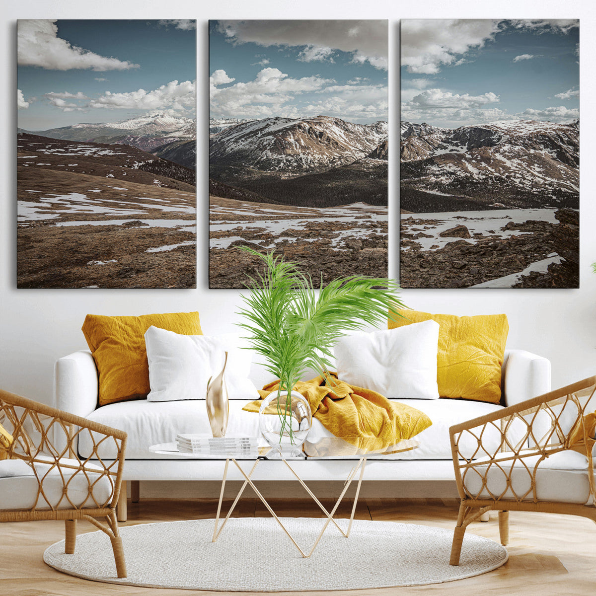Mountain Landscape Wall Art Canvas Print – Framed Snowy