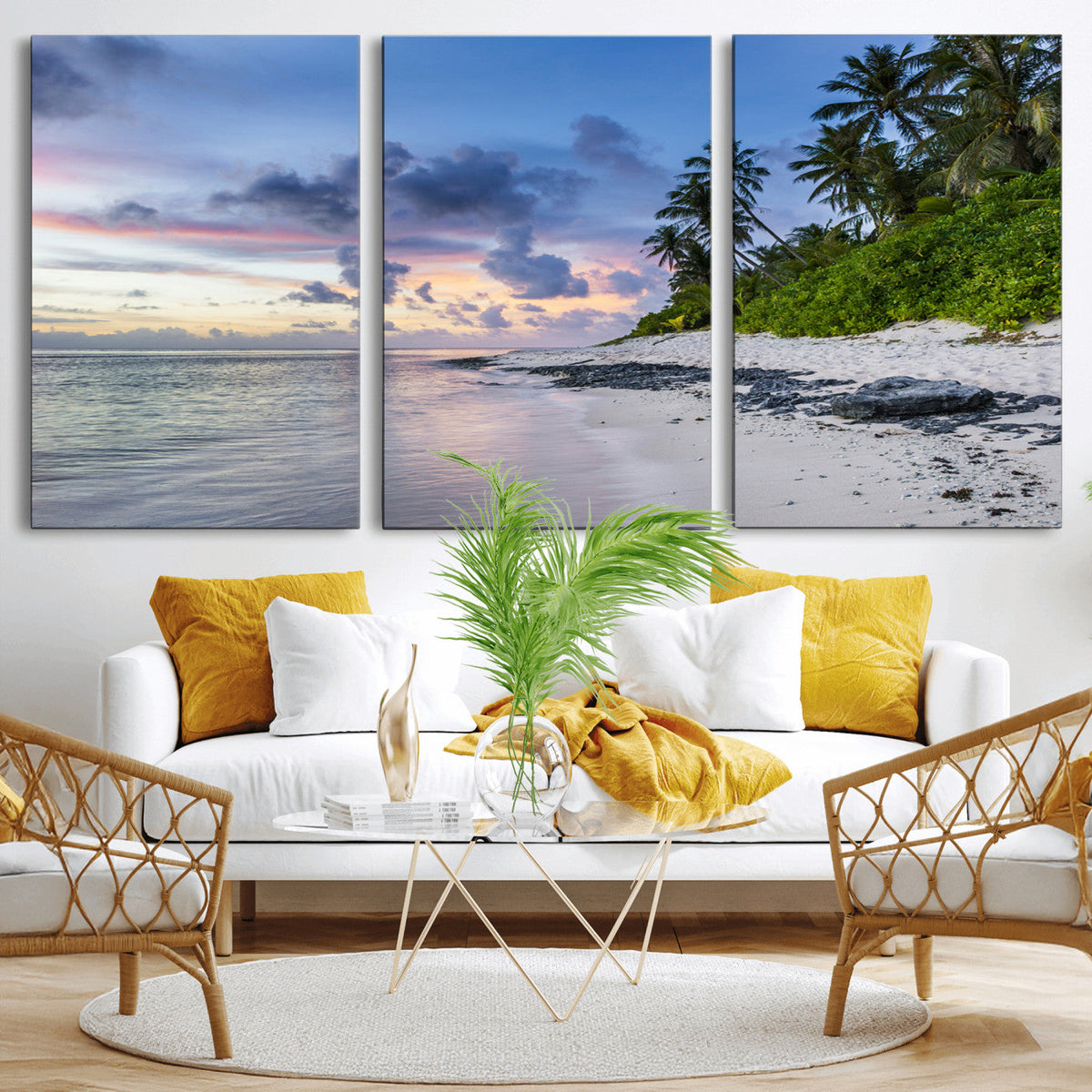 Tropical Beach Wall Art Canvas Print – Framed Sunset Glow