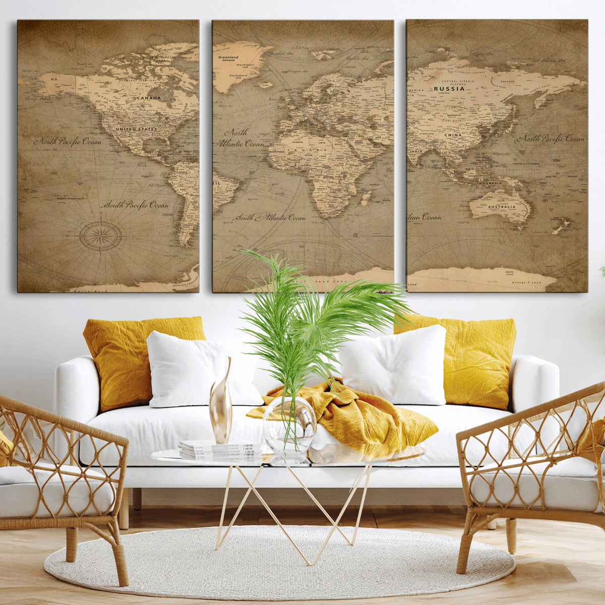 World Map Canvas Print – Framed Travel Map Wall Art for
