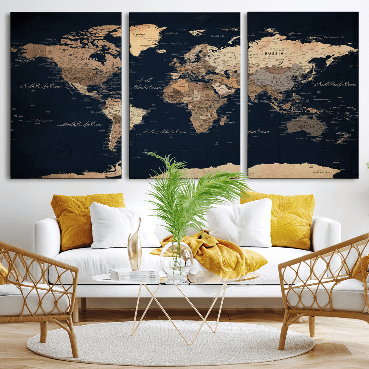 World Map Canvas Print – Detailed Map of the World Wall Art