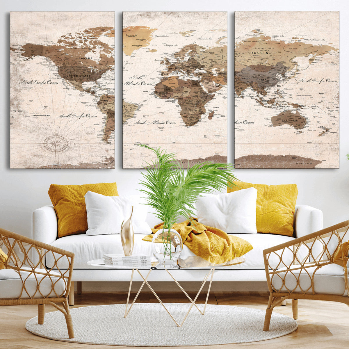 World Map Canvas Print – Framed Travel Map Wall Art for