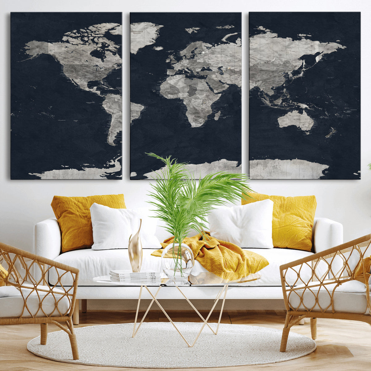 Colorful Watercolor World Map Canvas Print – Vibrant Framed