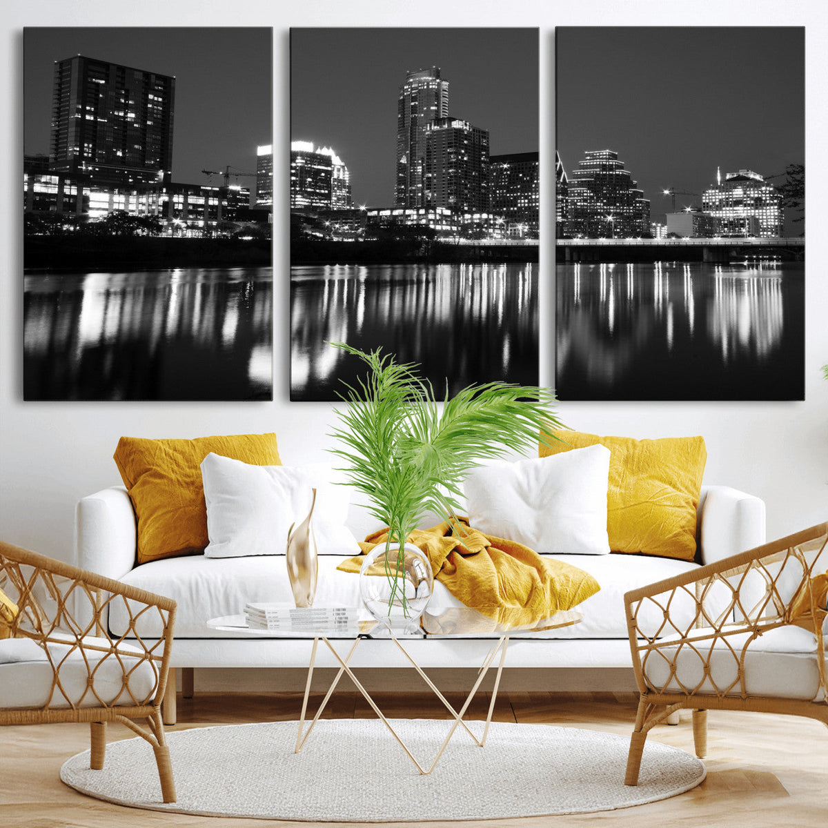 Austin Skyline Wall Art Canvas Print, Austin Downtown Night