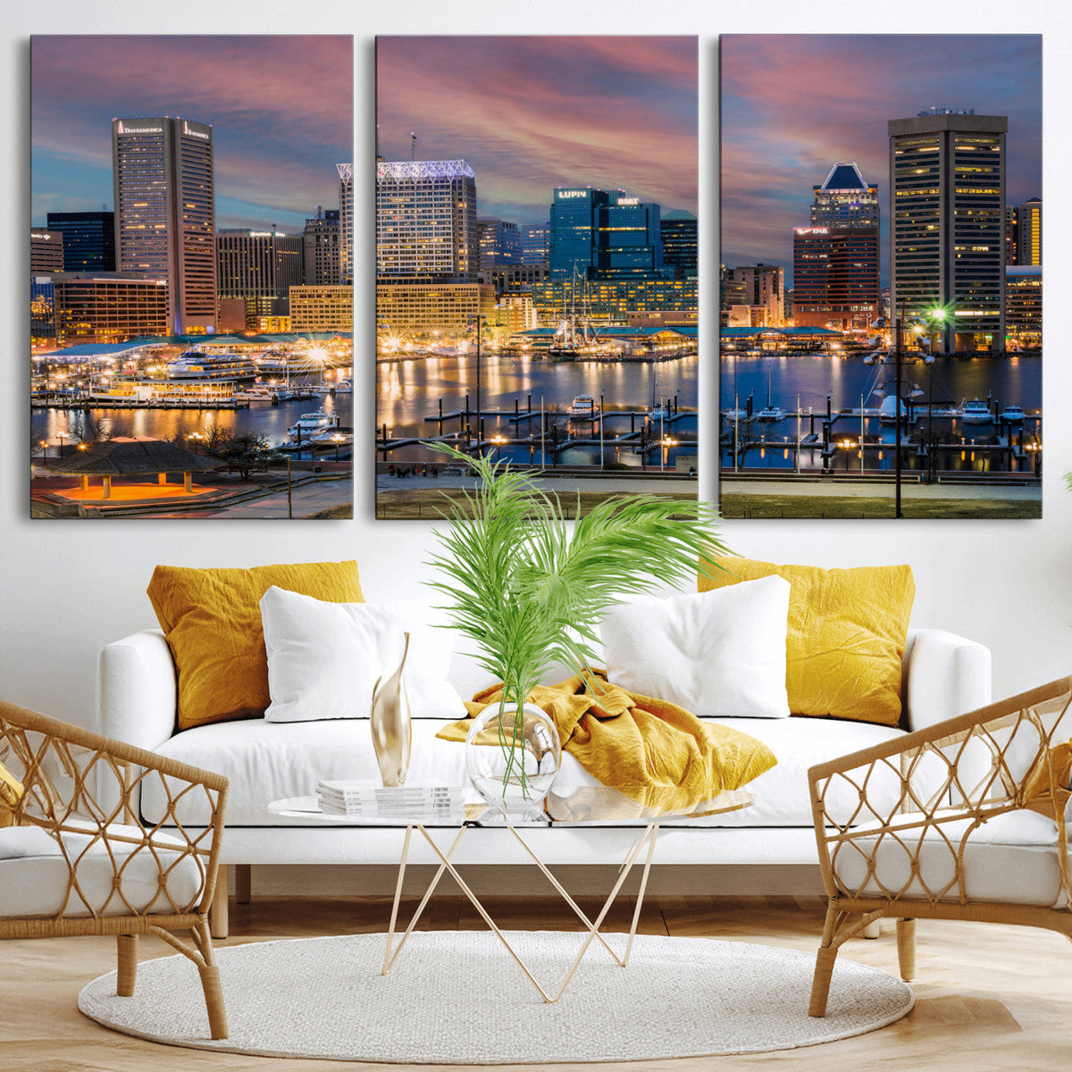 Baltimore Skyline Wall Art Canvas Print, Baltimore Downtown