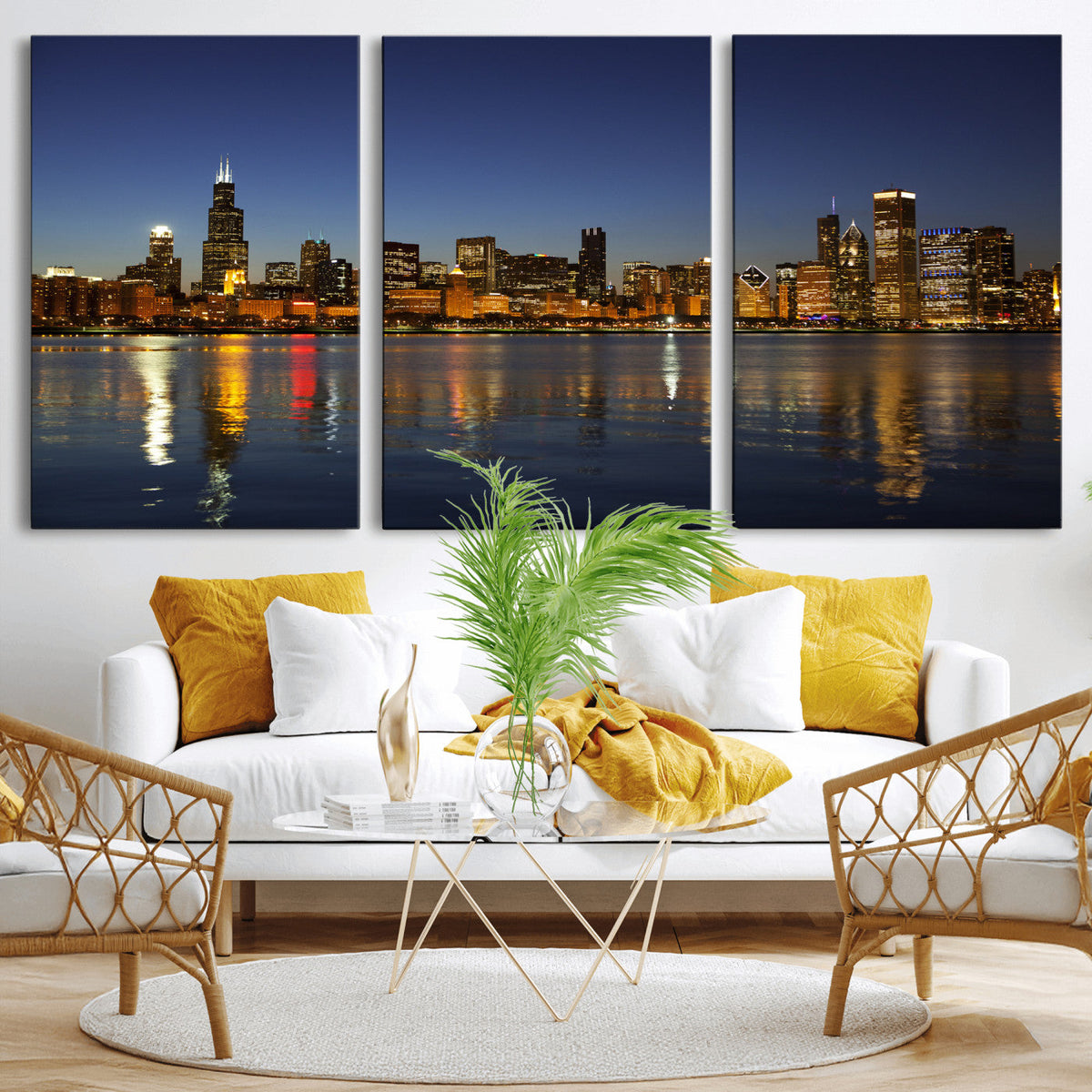 Chicago Wall Art Canvas Print - Chicago City Downtown Night