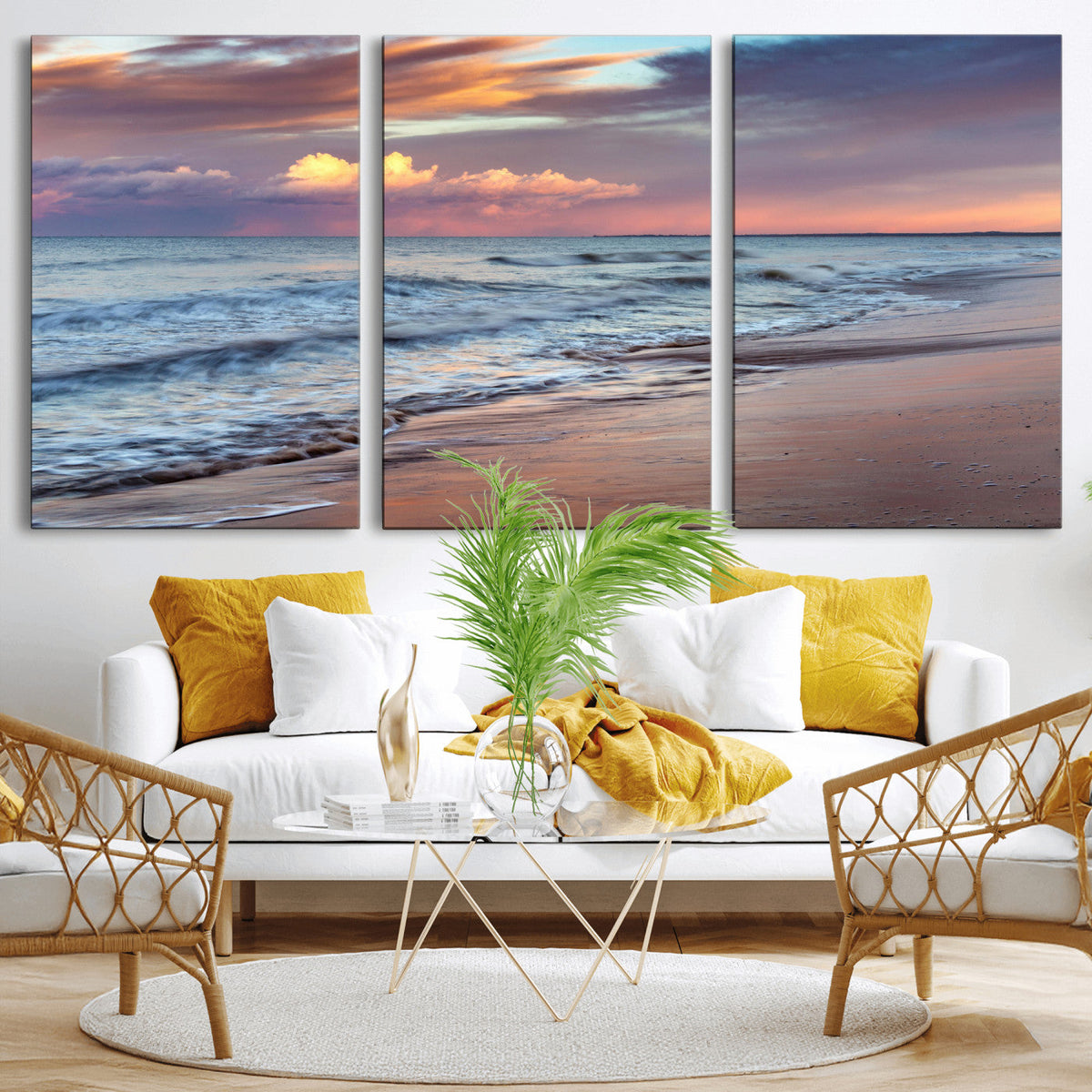 Ocean Sunset Wall Art Canvas Print – Coastal Beach