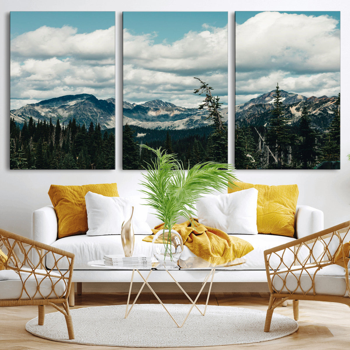 Mountain Forest Wall Art Canvas Print, Alpine Pine Tree