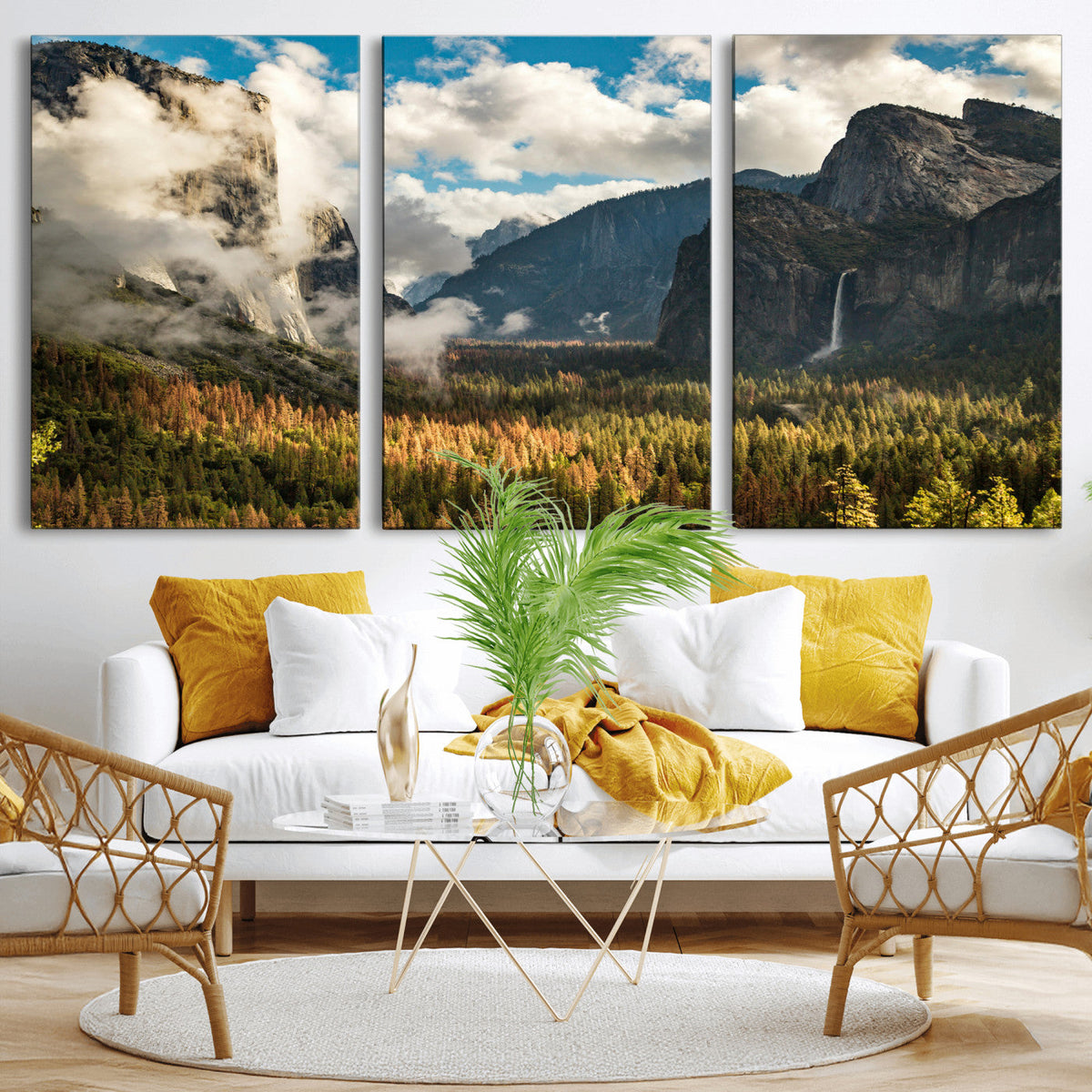 Yosemite Valley River Wall Art Canvas Print