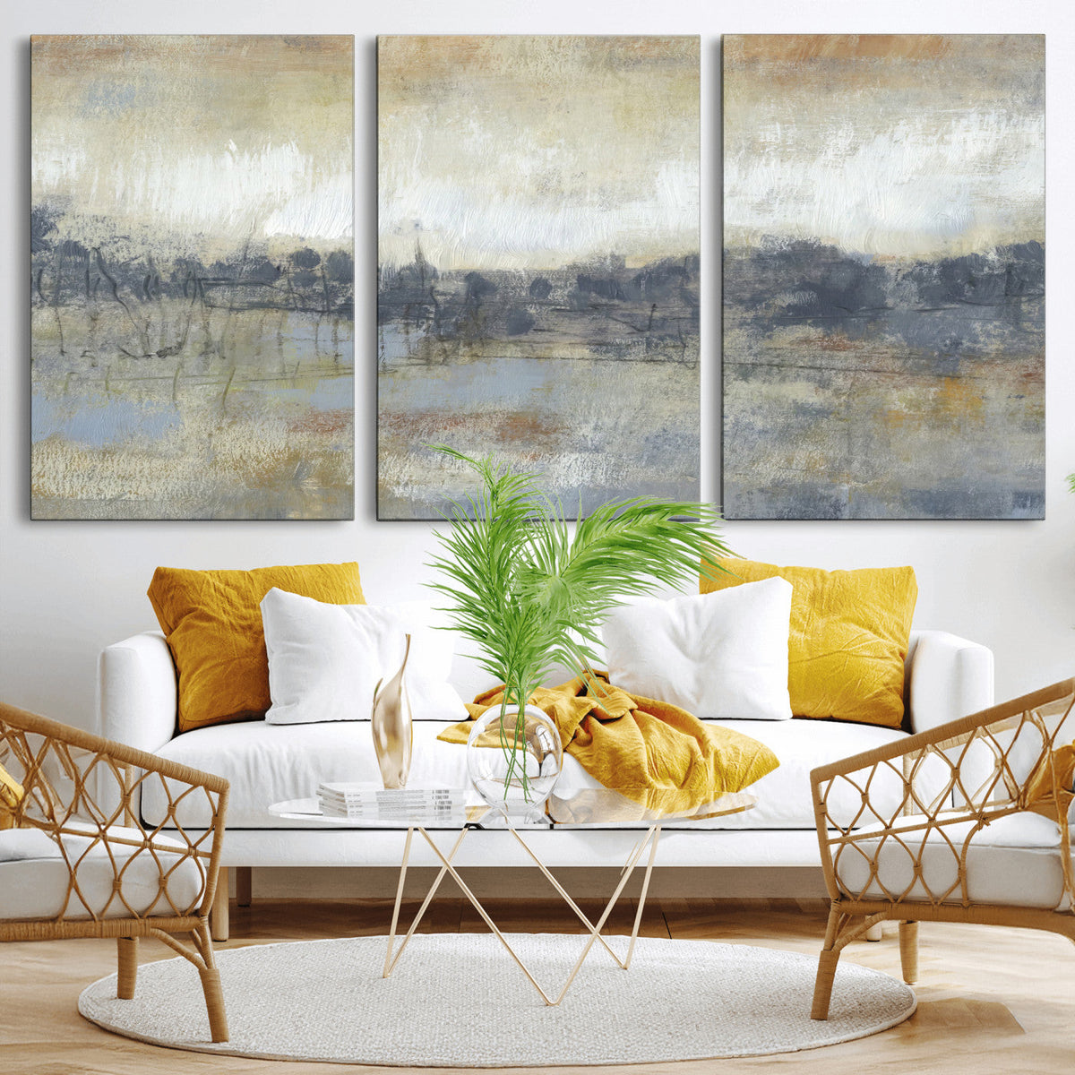 Abstract Neutral Landscape Painting Wall Art