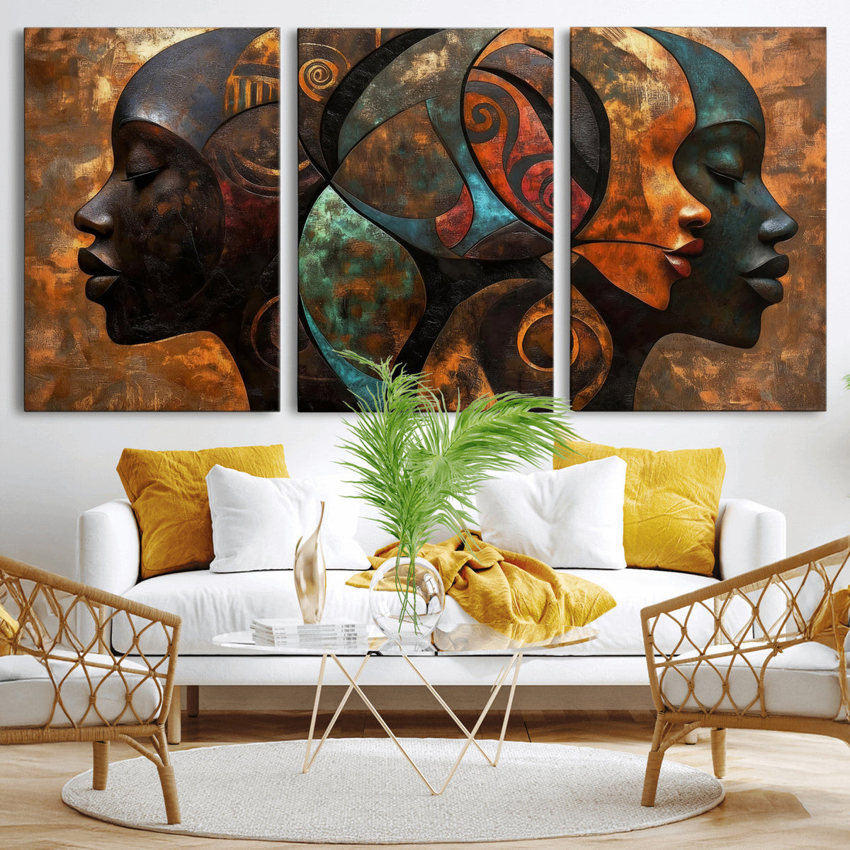 Abstract Afro American Women Wall Art Canvas Print