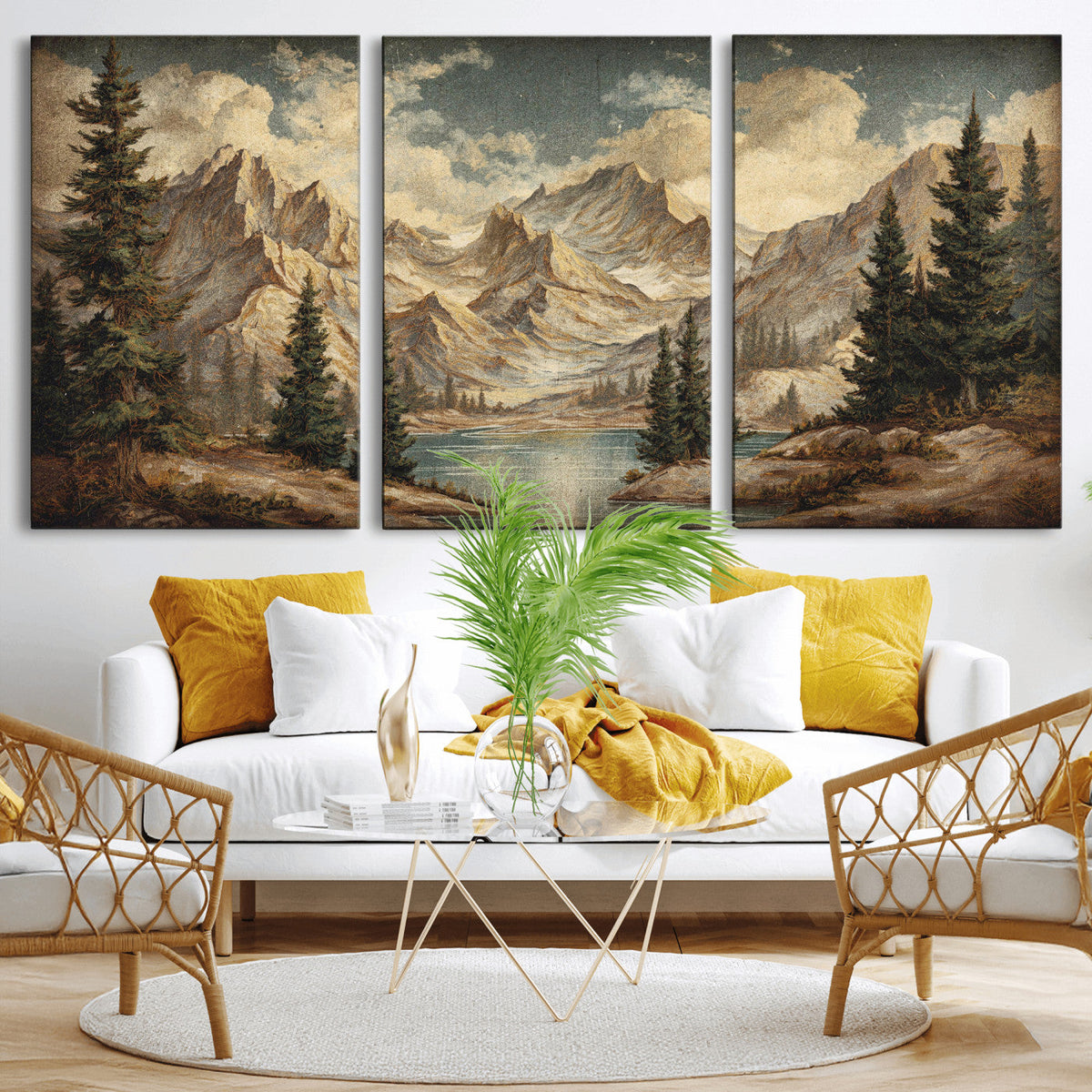 Drip Style Forest Lake Gold Art — Abstract Expressionist