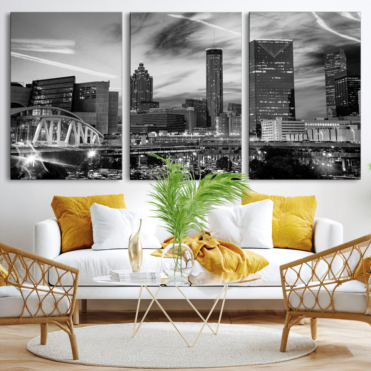 Black and White Atlanta Wall Art Canvas Print