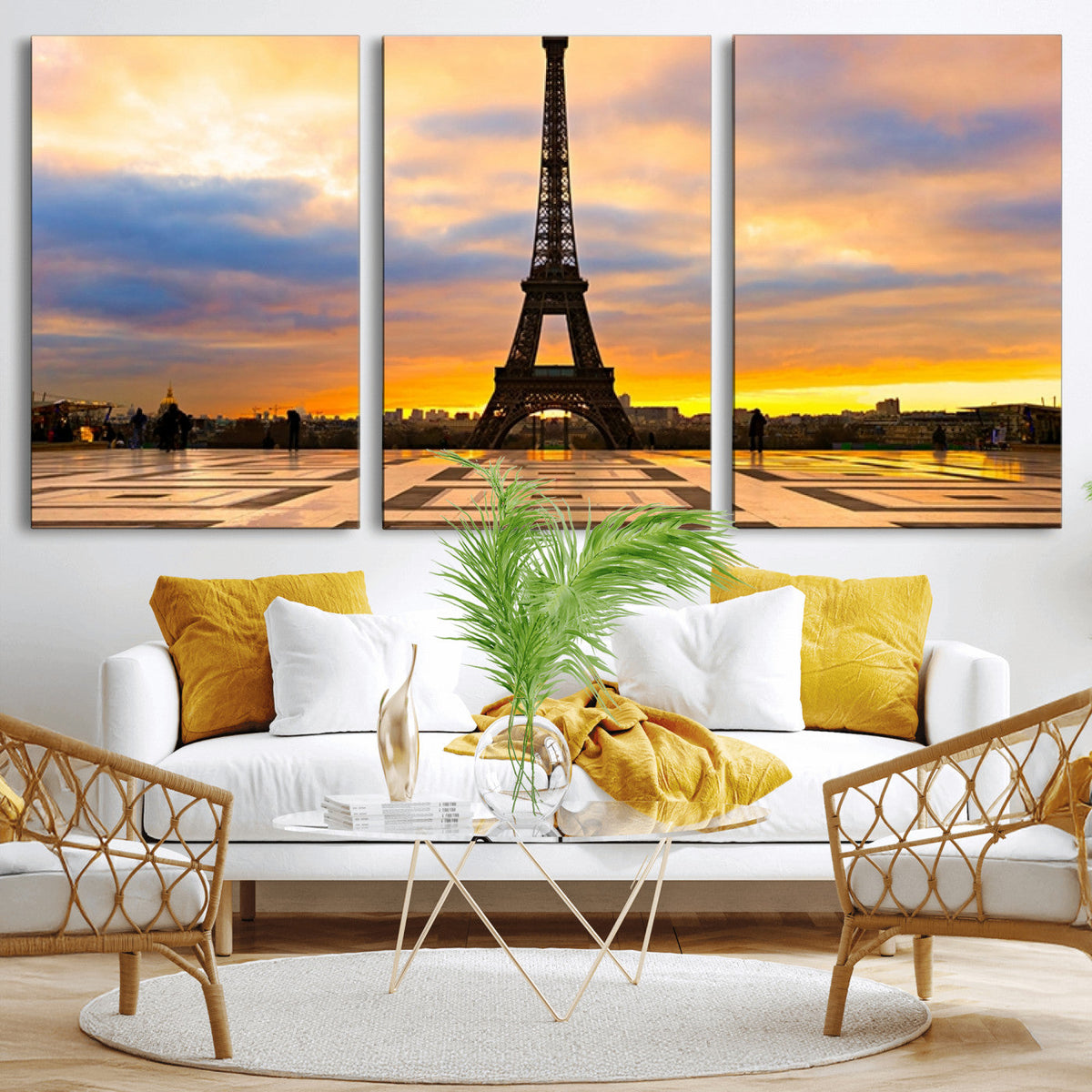 Paris Eiffel Tower Sunset Canvas Wall Art Print - Iconic