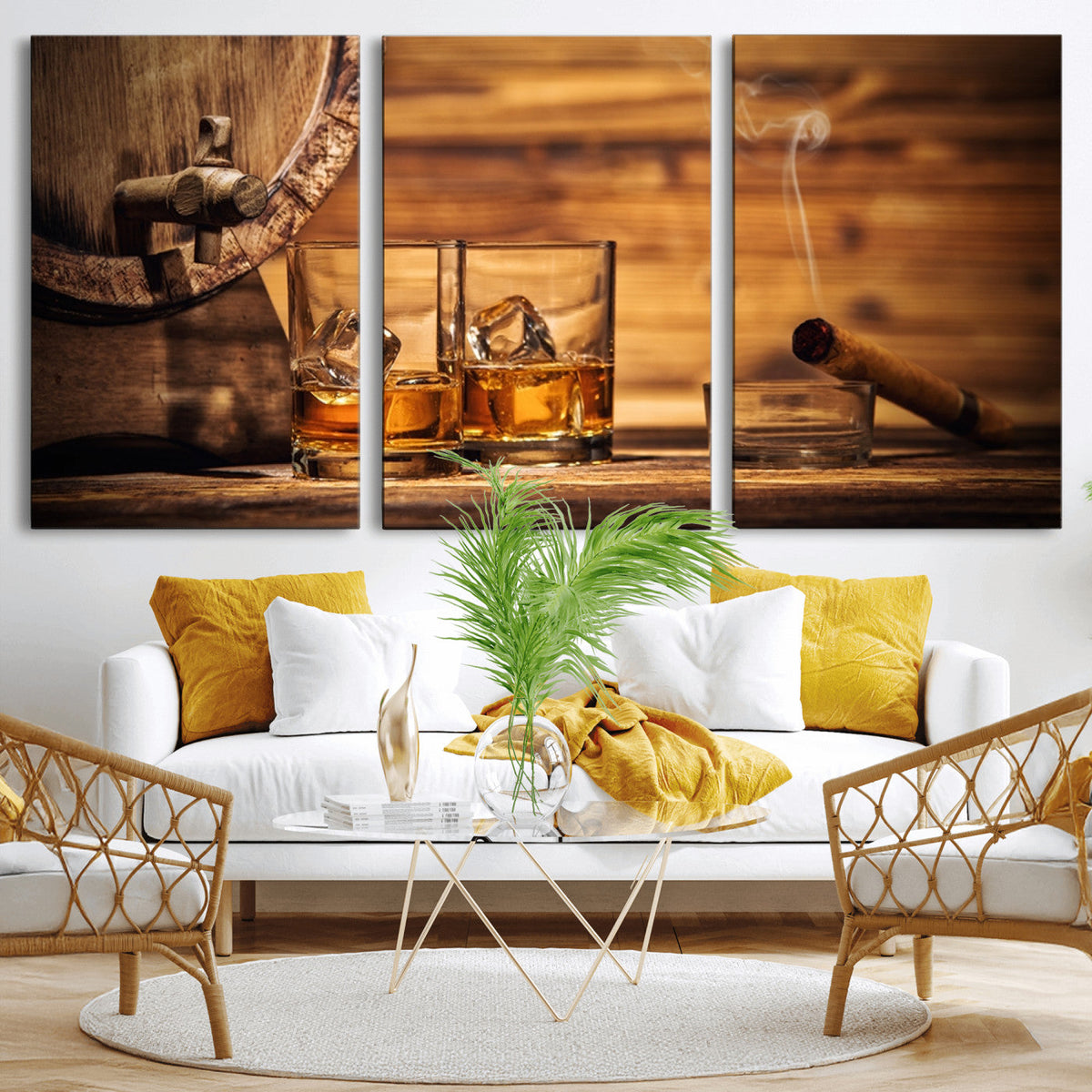 Rustic Whiskey and Barrel Canvas Print