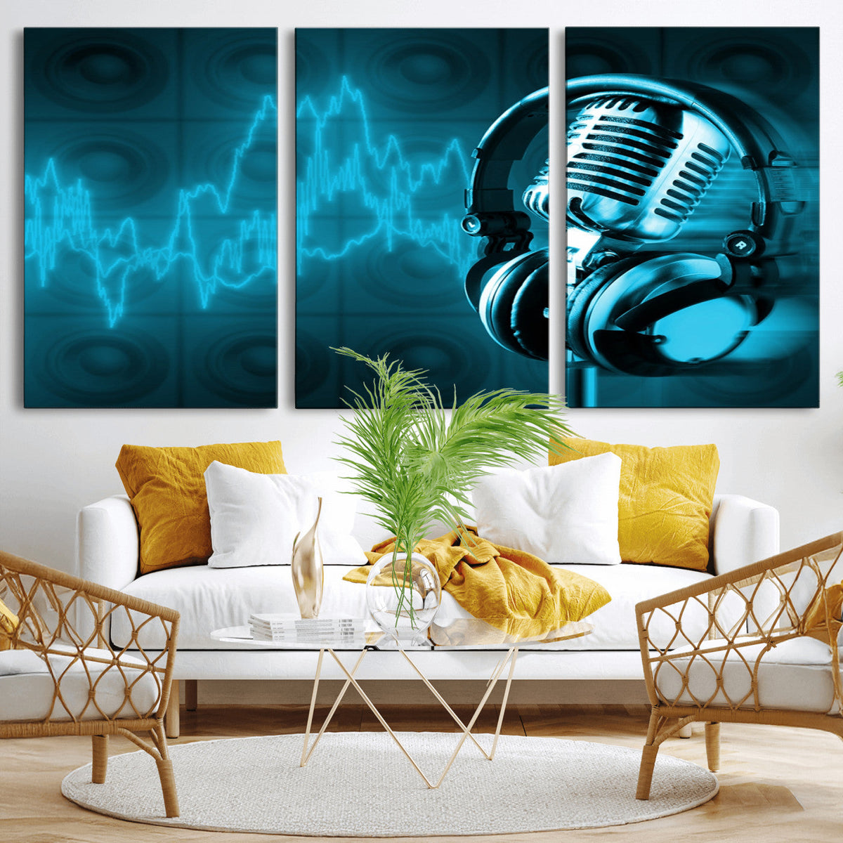 Music and Microphone Wall Art Canvas Print