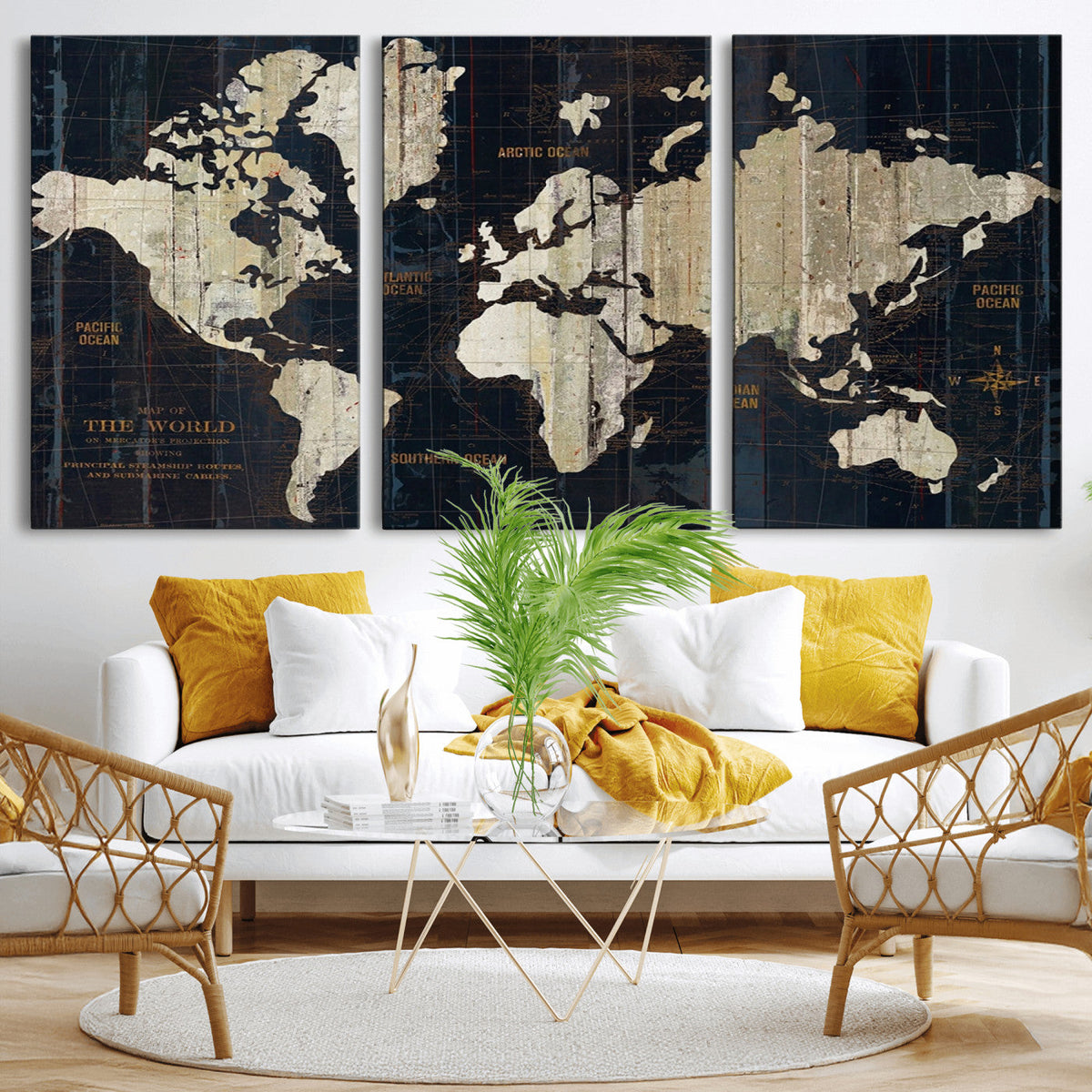 Antique Old World Map Wall Art Canvas Print