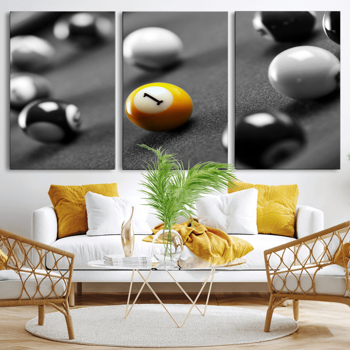 Wall Art Pool Table and Balls Canvas Print