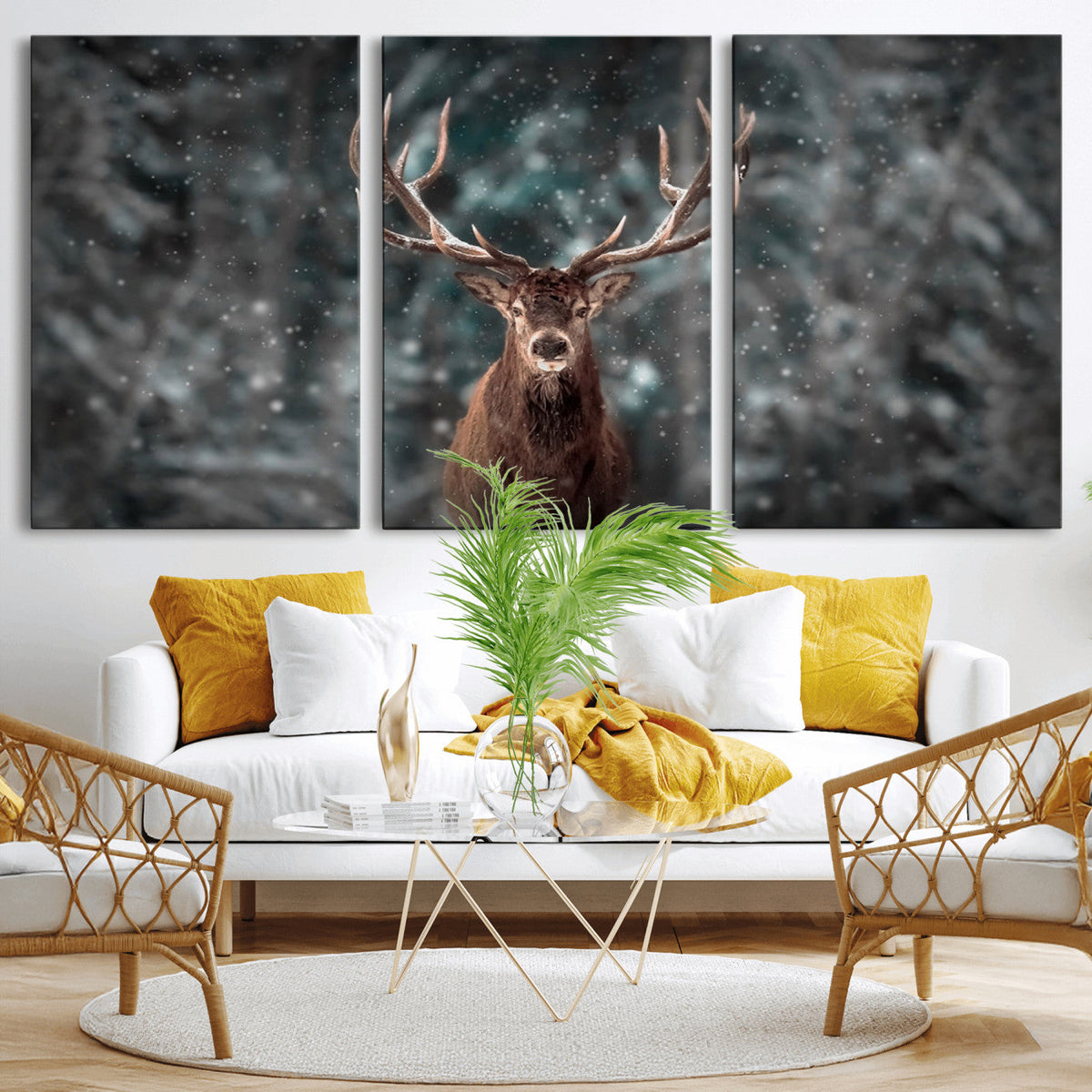 Wall Art Deer Art Animal Canvas, Framed Wall Art Deer Canvas