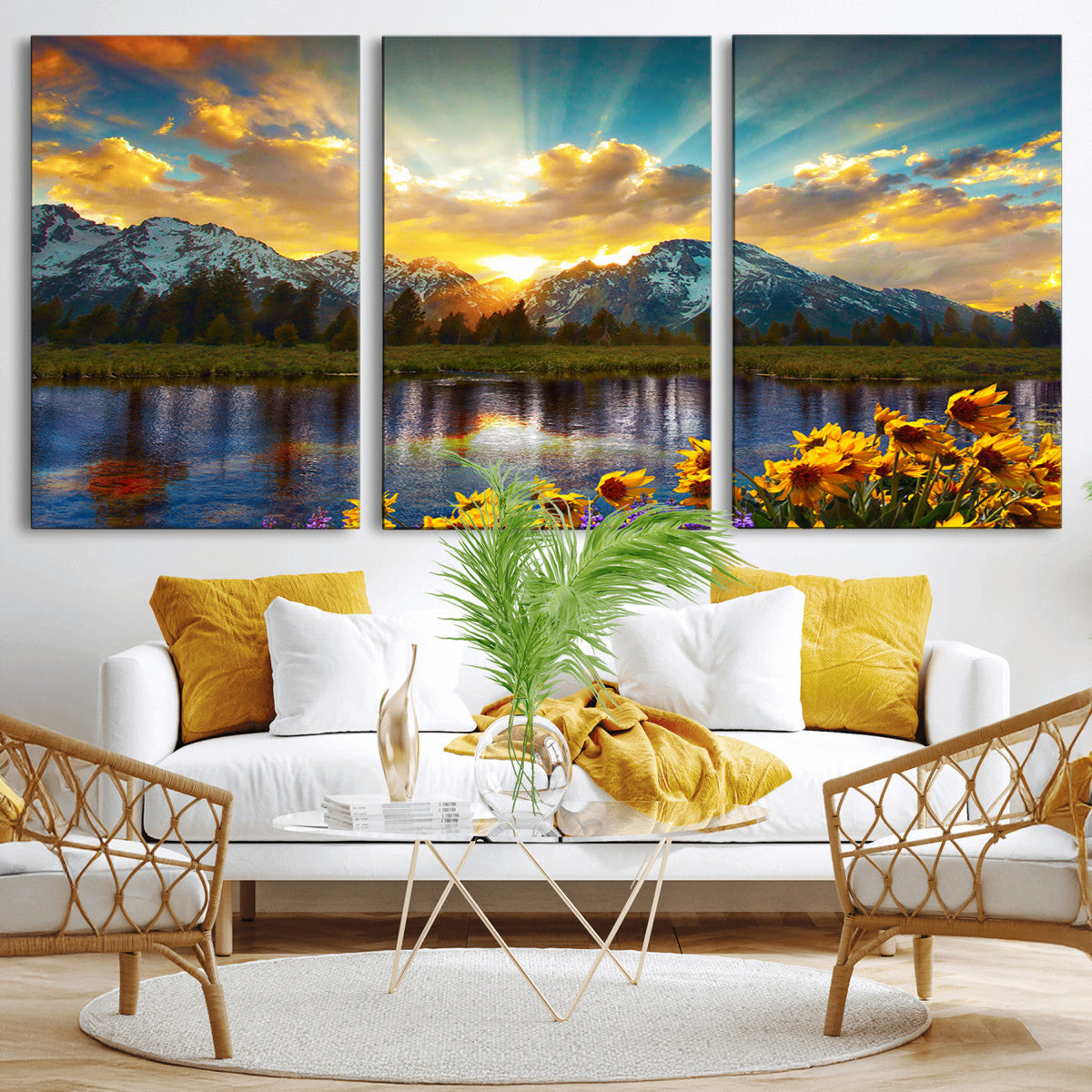 Grand Teton Park Sunrise Wall Art – Vibrant Landscape Canvas