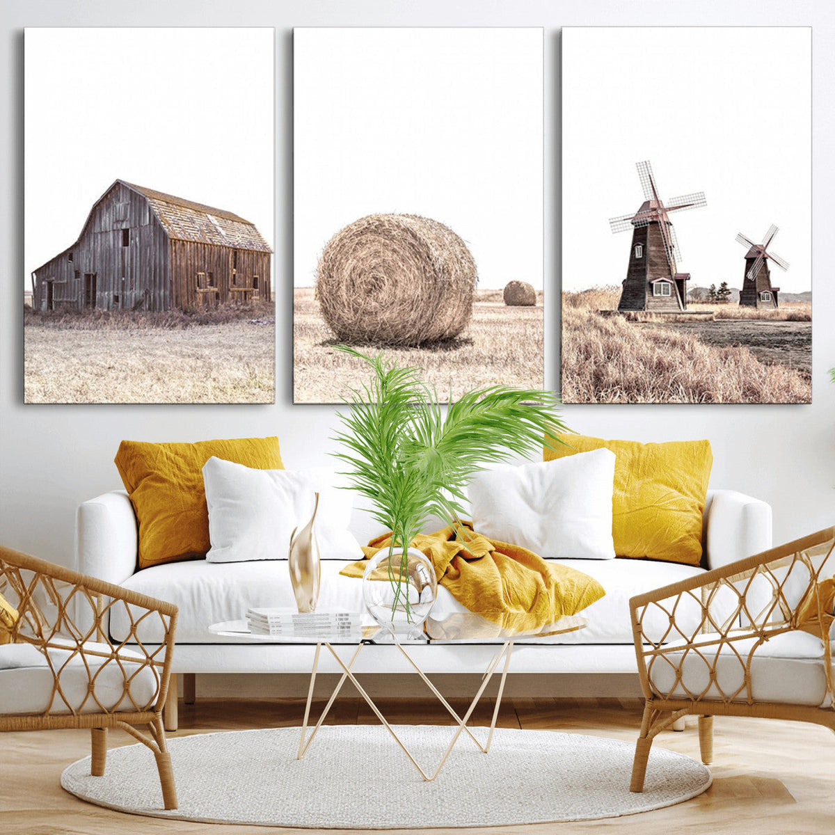Farm Prints Set, Set of 3 Farmhouse Wall Art, Country House